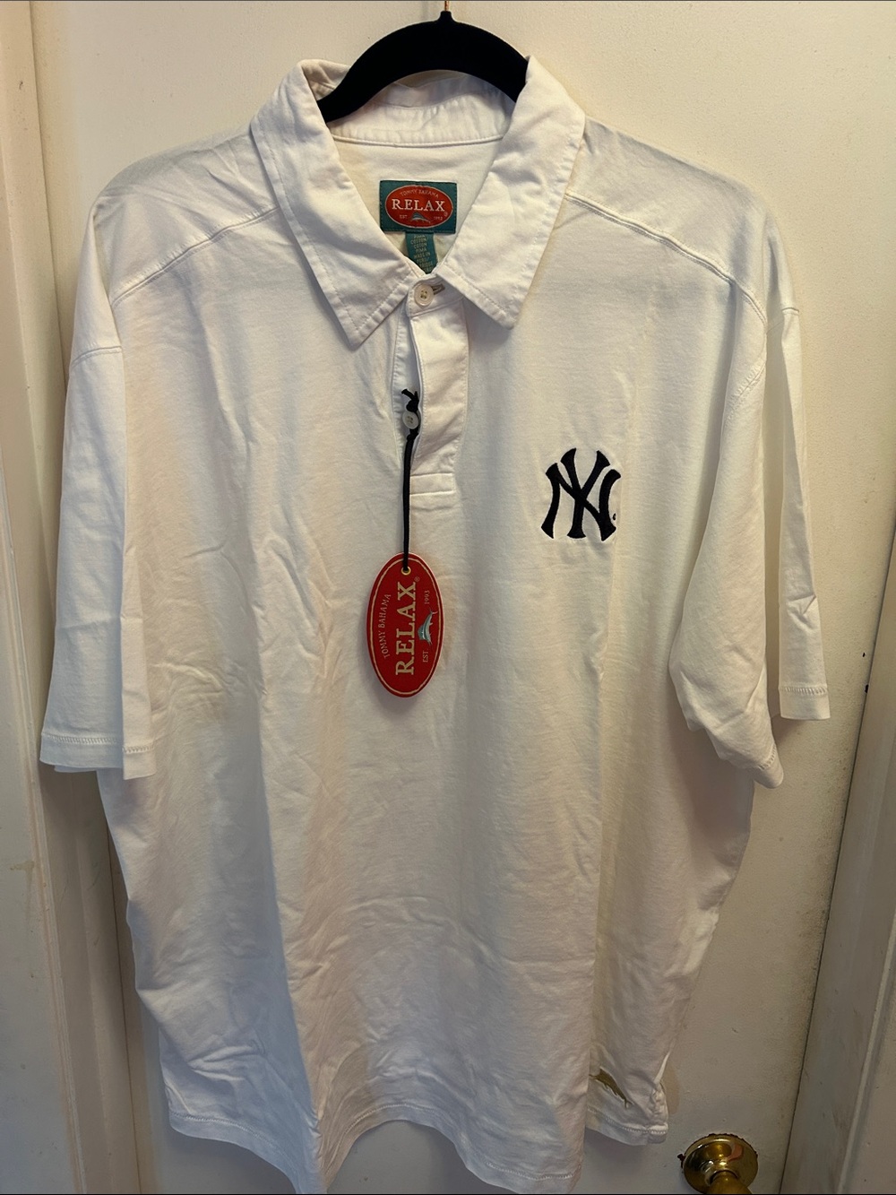 Tommy Bahama White NY Yankee Logo Polo Shirt - Men's